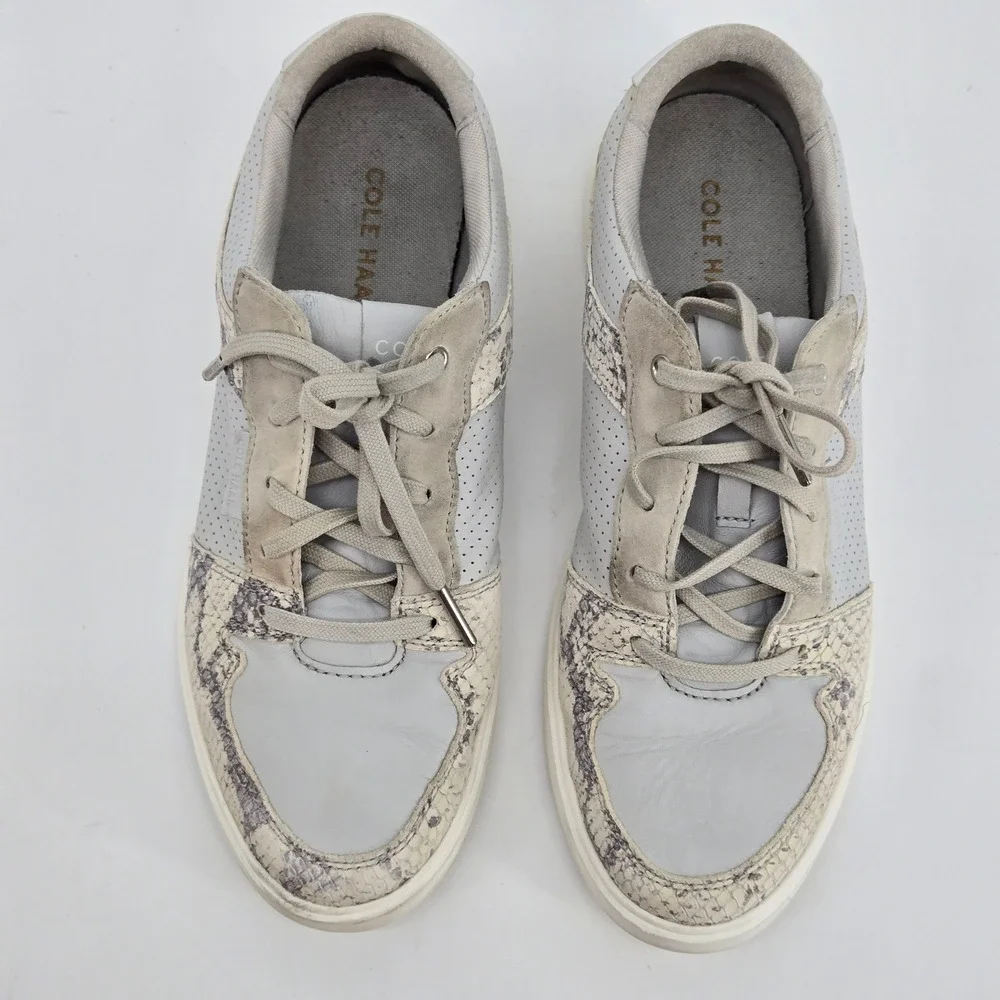 Cole Haan Grand Crosscourt Snakeskin Leather Shoes Grey 9B Python Sneakers‎